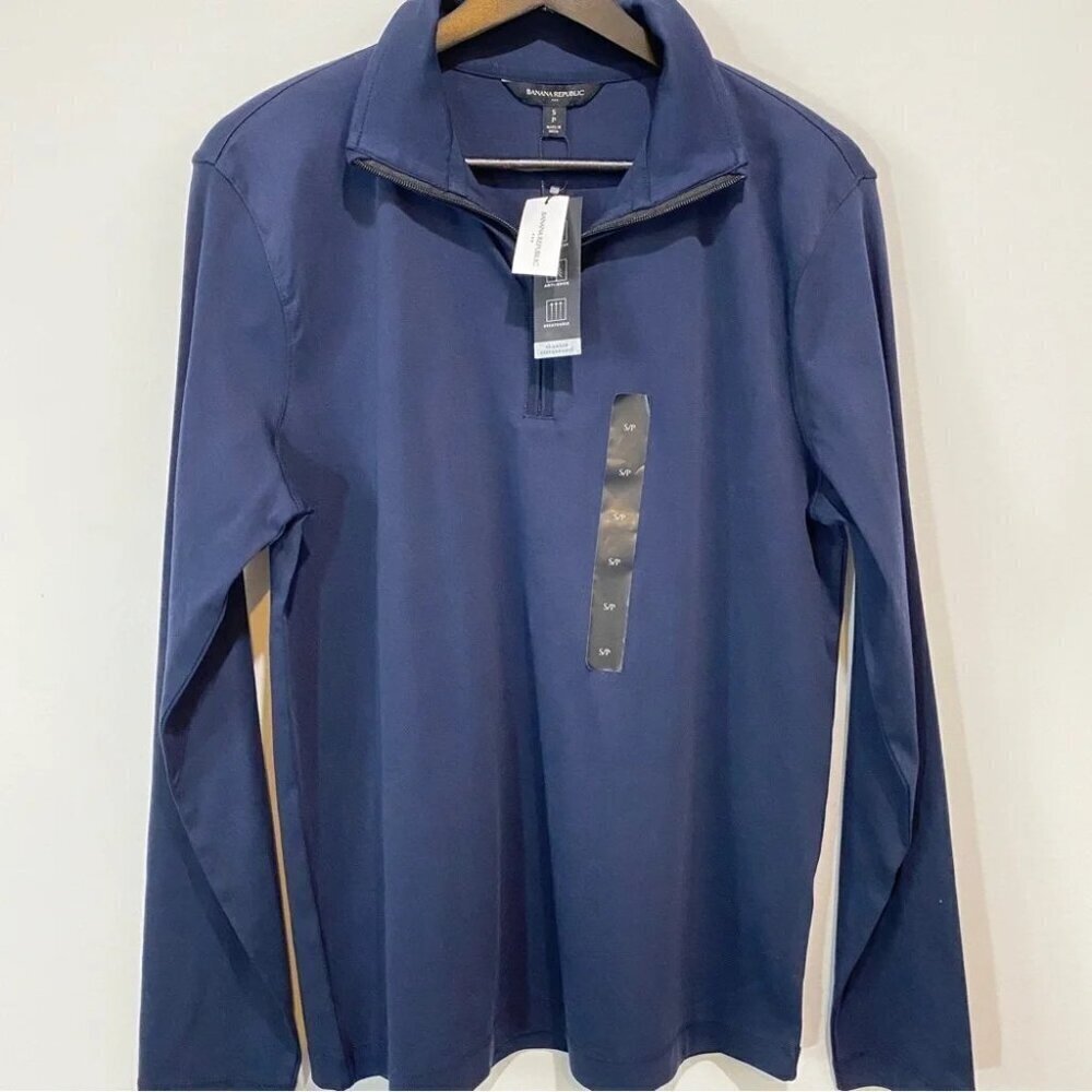 Banana Republic New Performance 1/4 Zip Long Sleeve Shirt Size S - Preppy Navy
